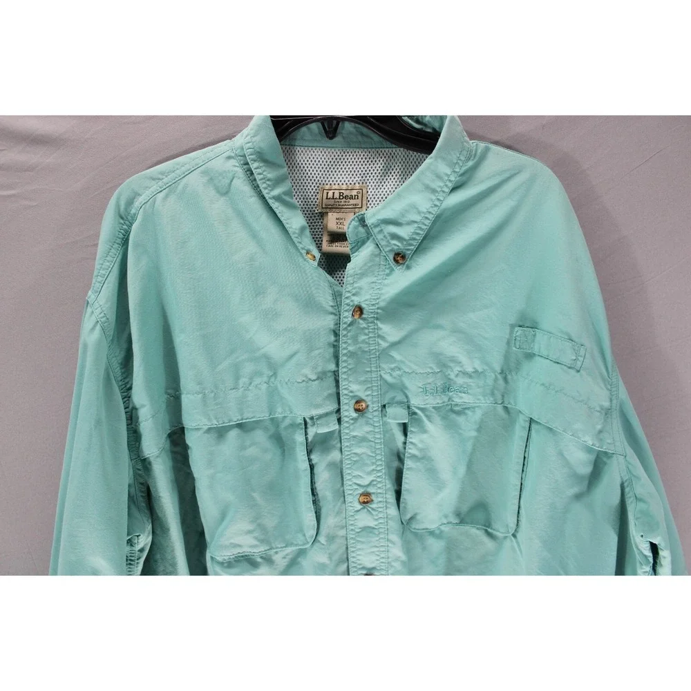 Vintage L.L. Bean Performance Long Sleeve Shirt Fishing Button Up Nylon Size XXL